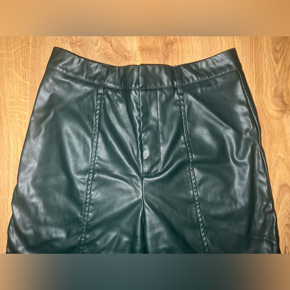 Olive Green Dress Pants with Adjustable Waistband and Straight Leg